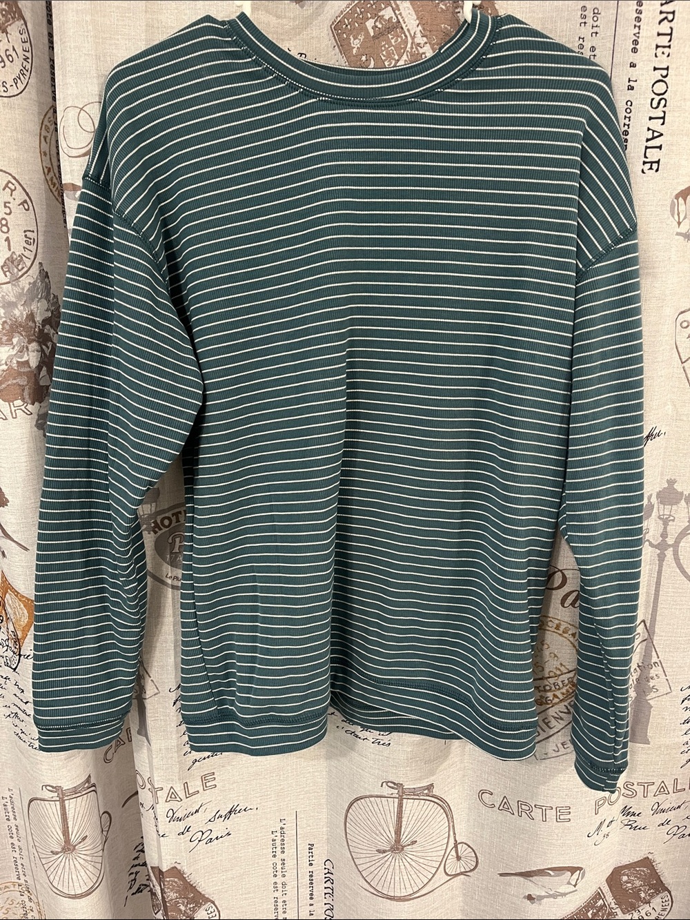 Pulse Women's Teal and White Striped Sweatshirt